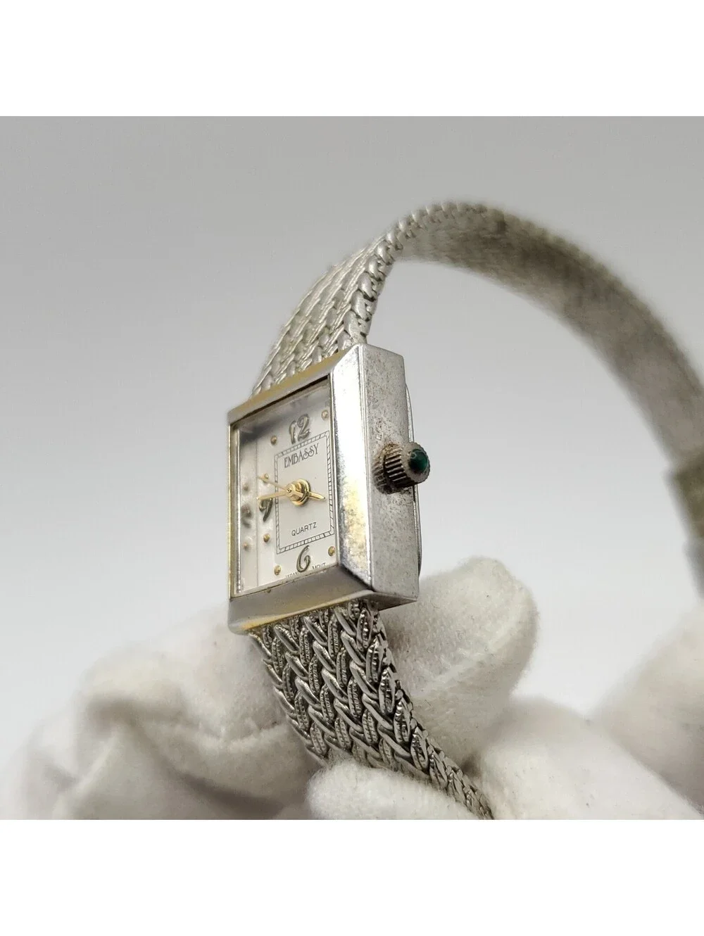 Vintage Embassy Watch Adjustable Mesh Band 16mm Square Womens New Battery